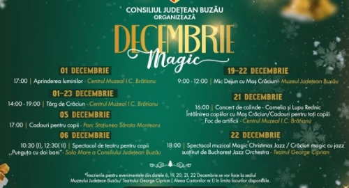 „Decembrie Magic”. Programul evenimentelor organizate de Consiliul Judeţean Buzău